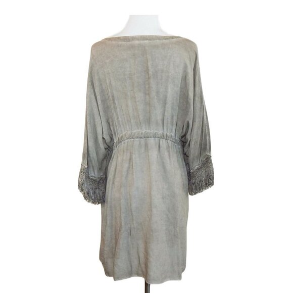 Ciao Milano Olive Cinch Waist Fringe Cover Up Dress Vacation Beach NWT One Size - Picture 3 of 4